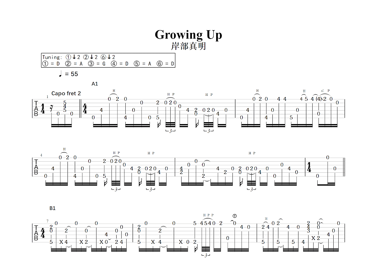 Growing Up吉他谱预览图