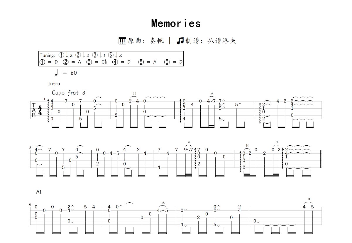 Memories吉他谱预览图