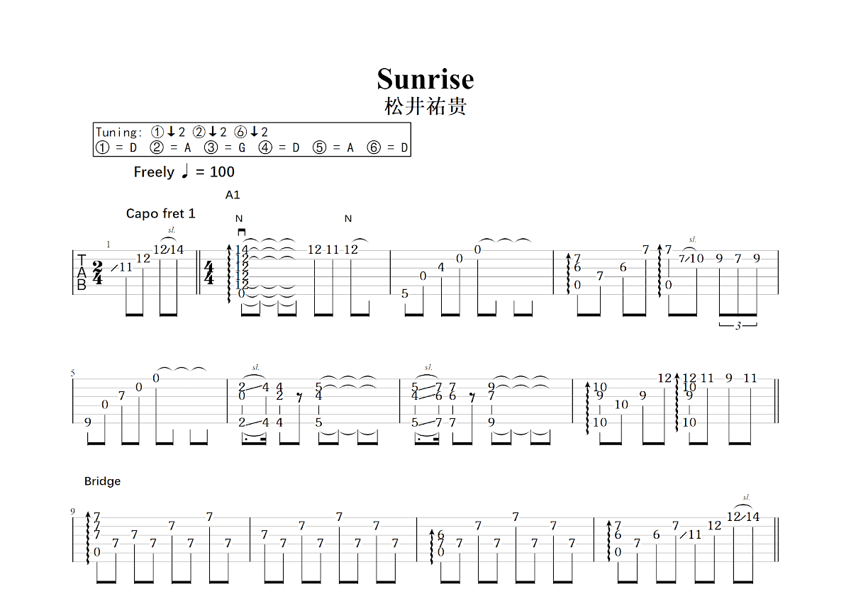 Sunrise吉他谱预览图