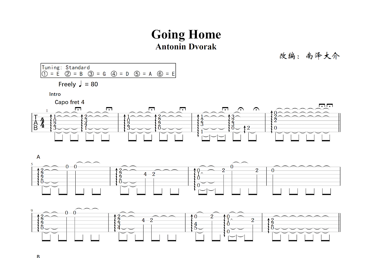 Going Home吉他谱预览图