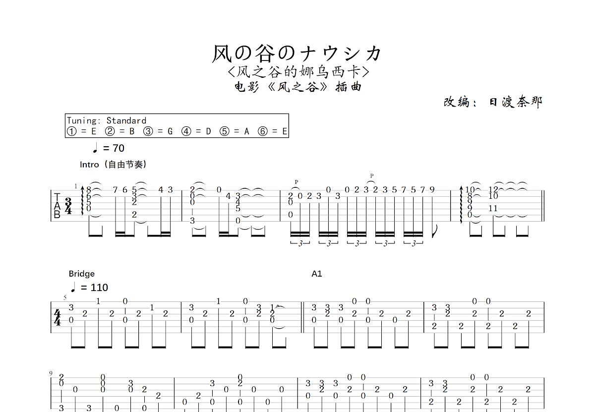 风の谷のナウシカ吉他谱预览图