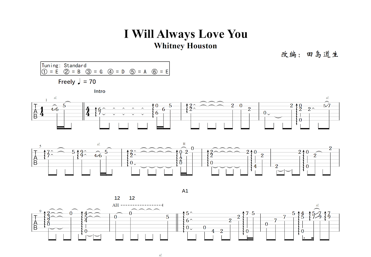 I Will Always Love You吉他谱预览图