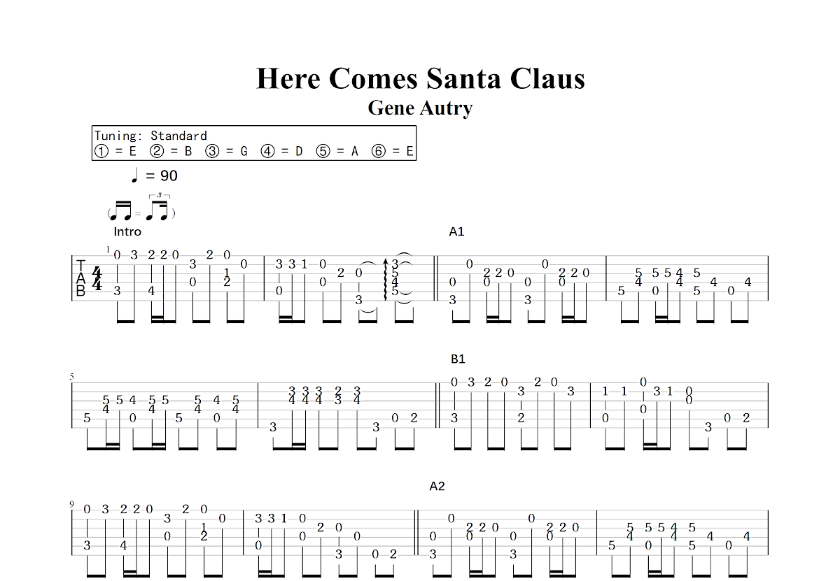 Here Comes Santa Claus吉他谱预览图