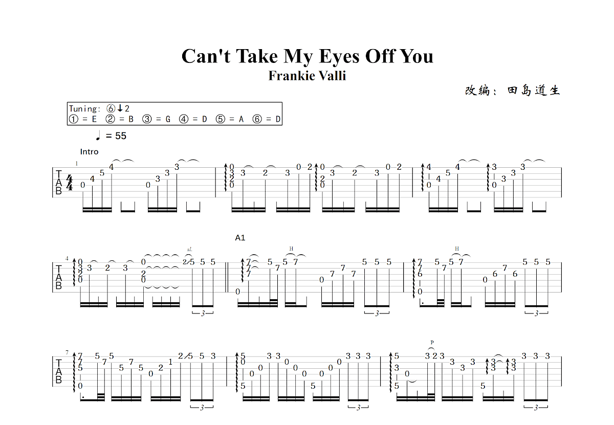 Can't Take My Eyes Off You吉他谱预览图