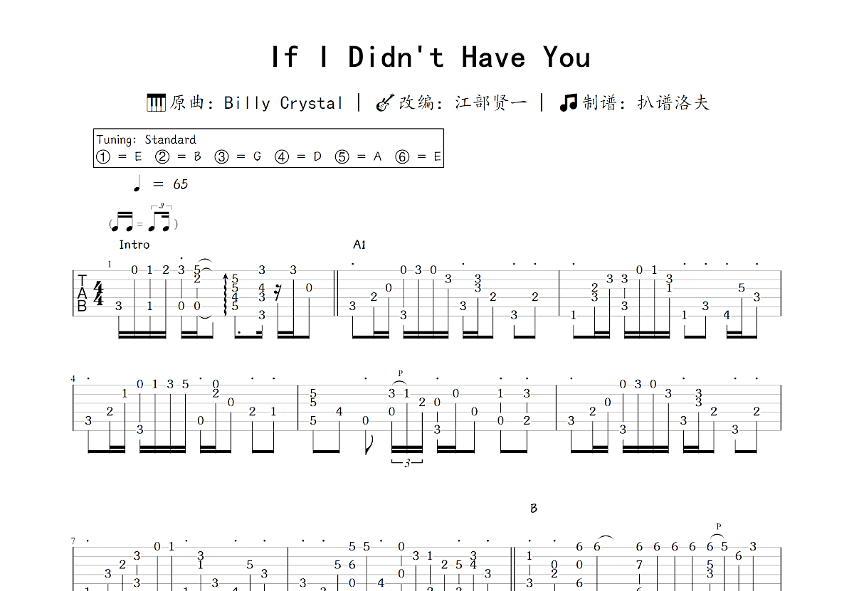 If I Didn't Have You吉他谱_江部贤一,Billy Crystal_C调指弹