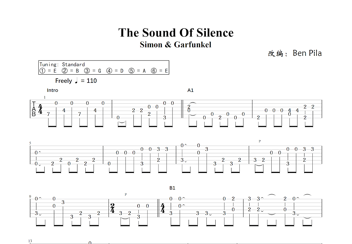 The Sound Of Silence吉他谱预览图