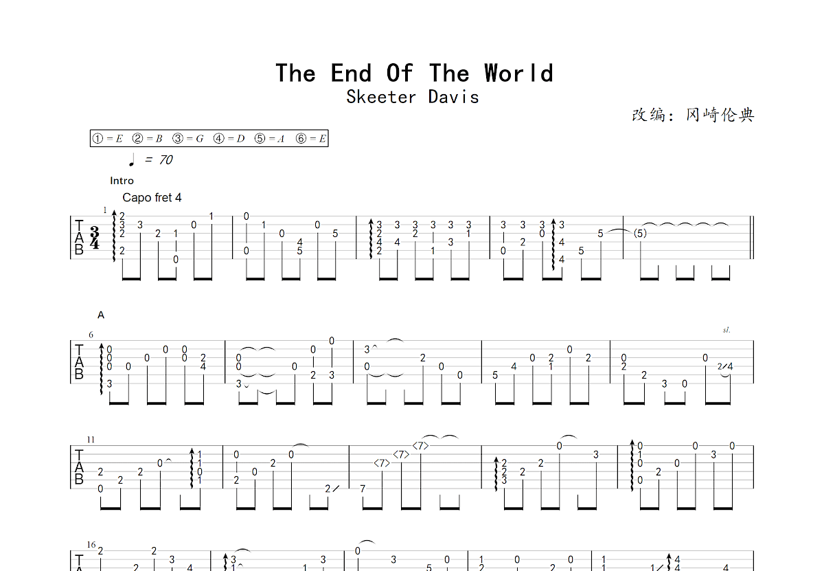 The End Of The World吉他谱预览图