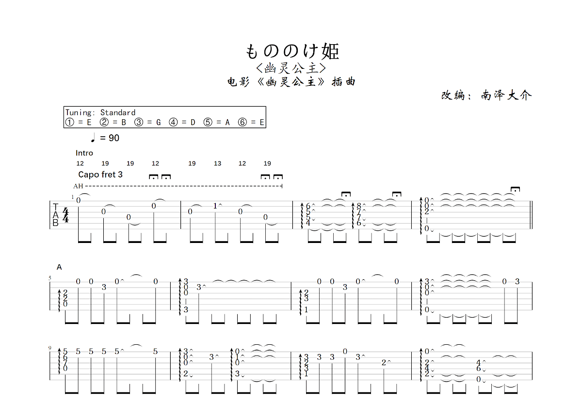 もののけ姫吉他谱预览图