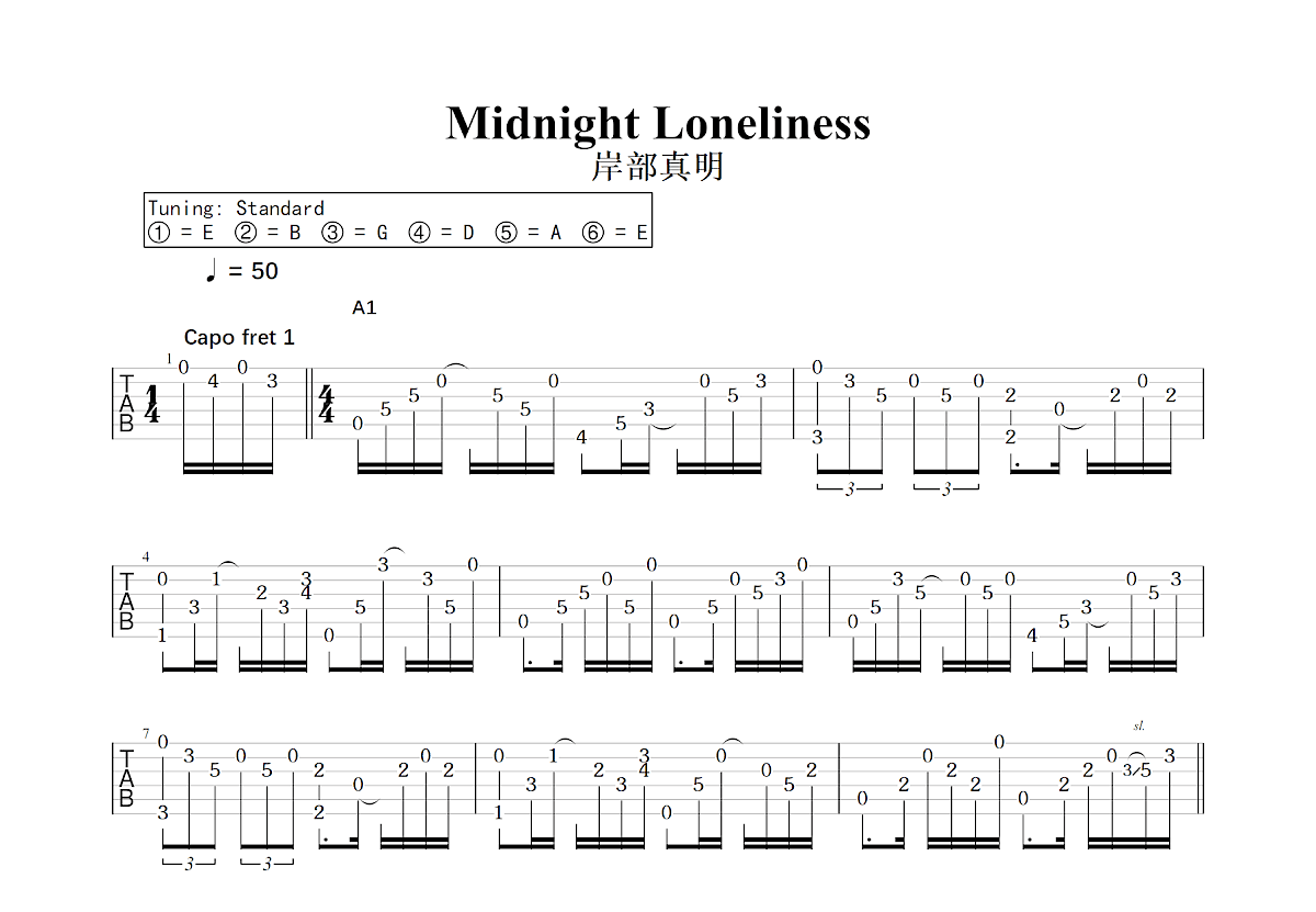 Midnight Loneliness吉他谱预览图