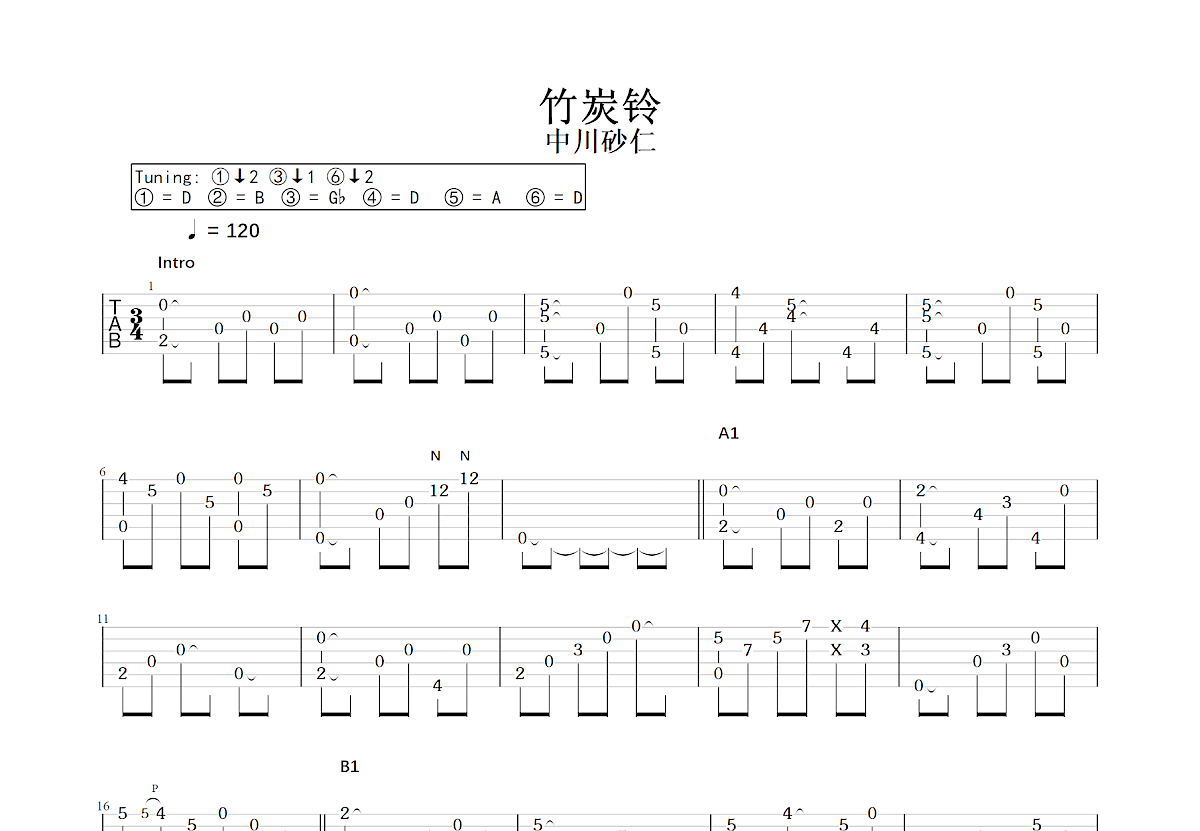 竹炭铃吉他谱预览图