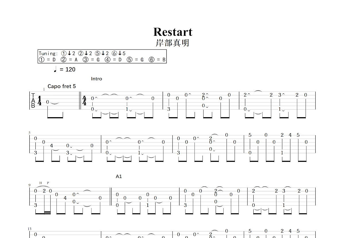 Restart吉他谱预览图