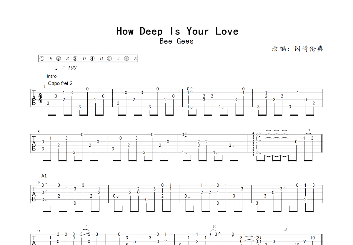 How Deep Is Your Love吉他谱预览图