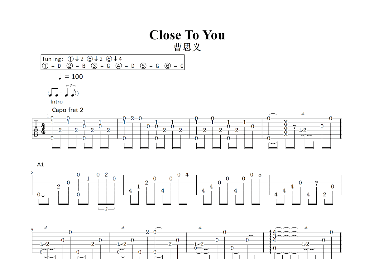 Close To You吉他谱预览图