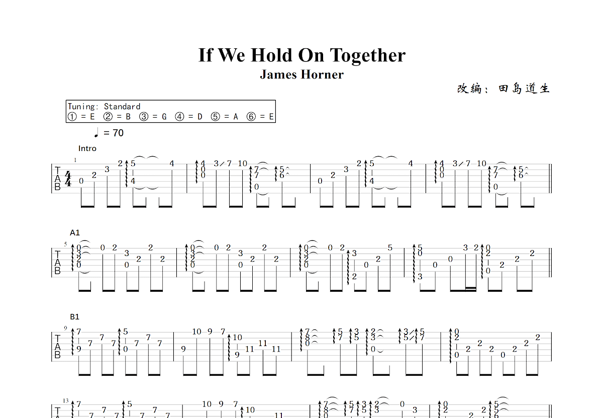 If We Hold On Together吉他谱预览图