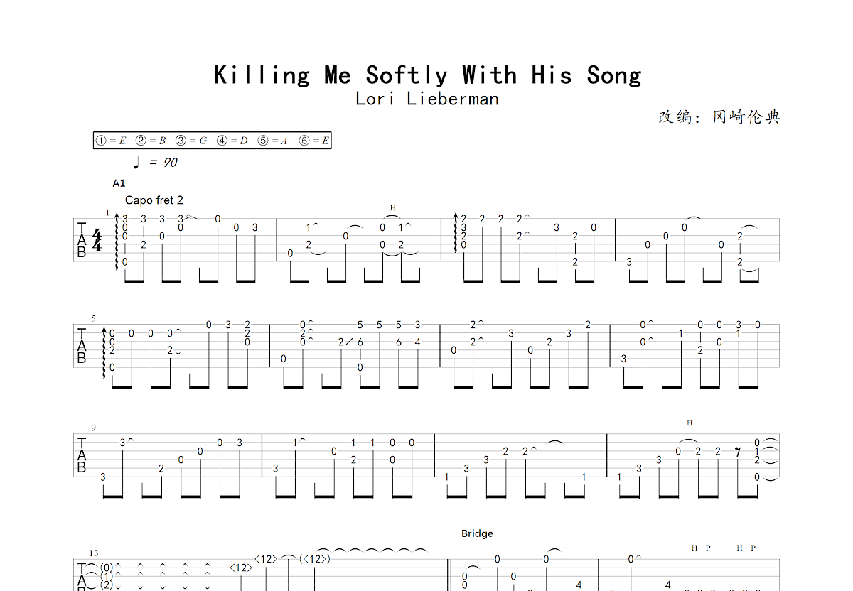 Killing Me Softly With His Song吉他谱预览图