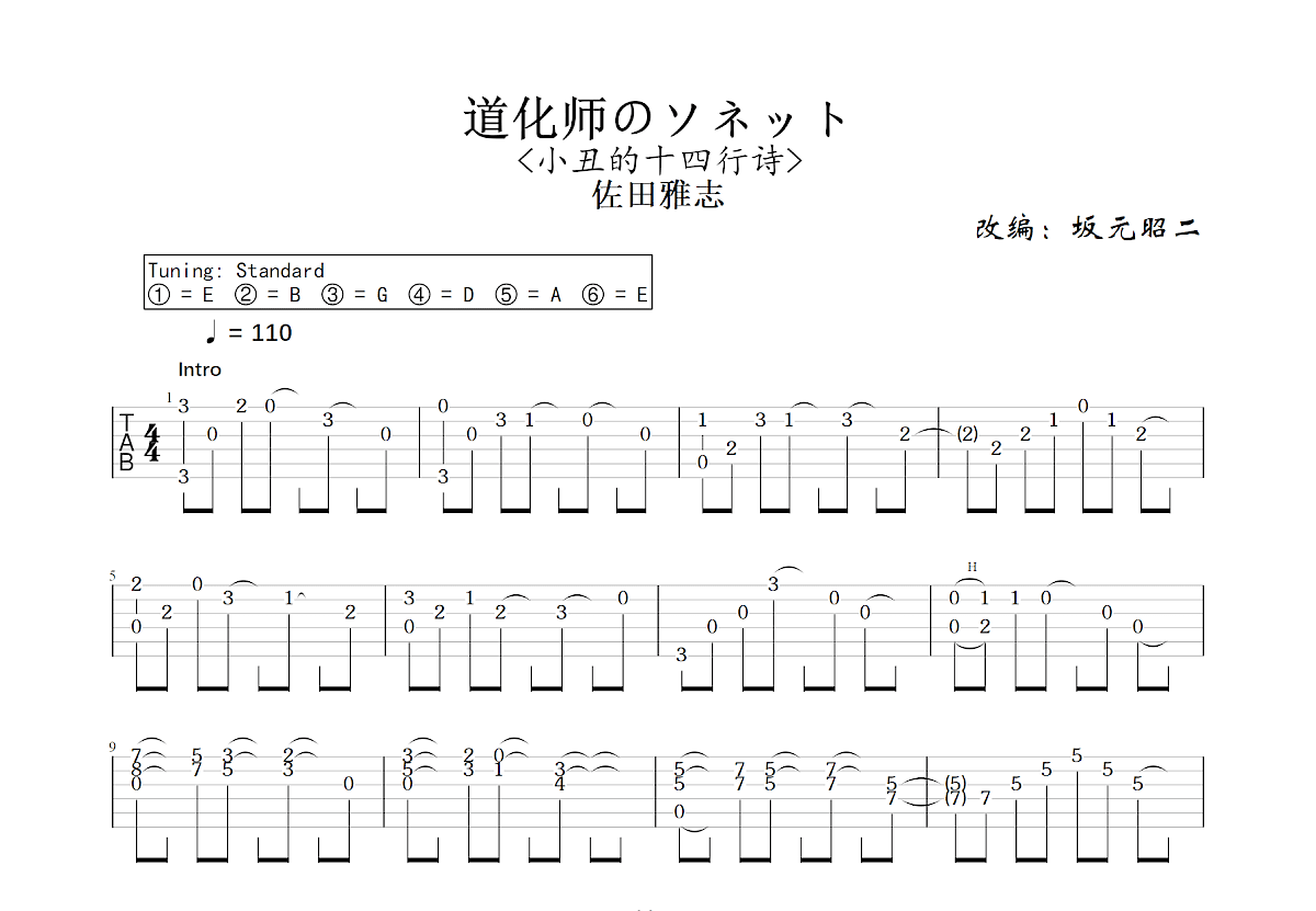 道化师のソネット吉他谱预览图