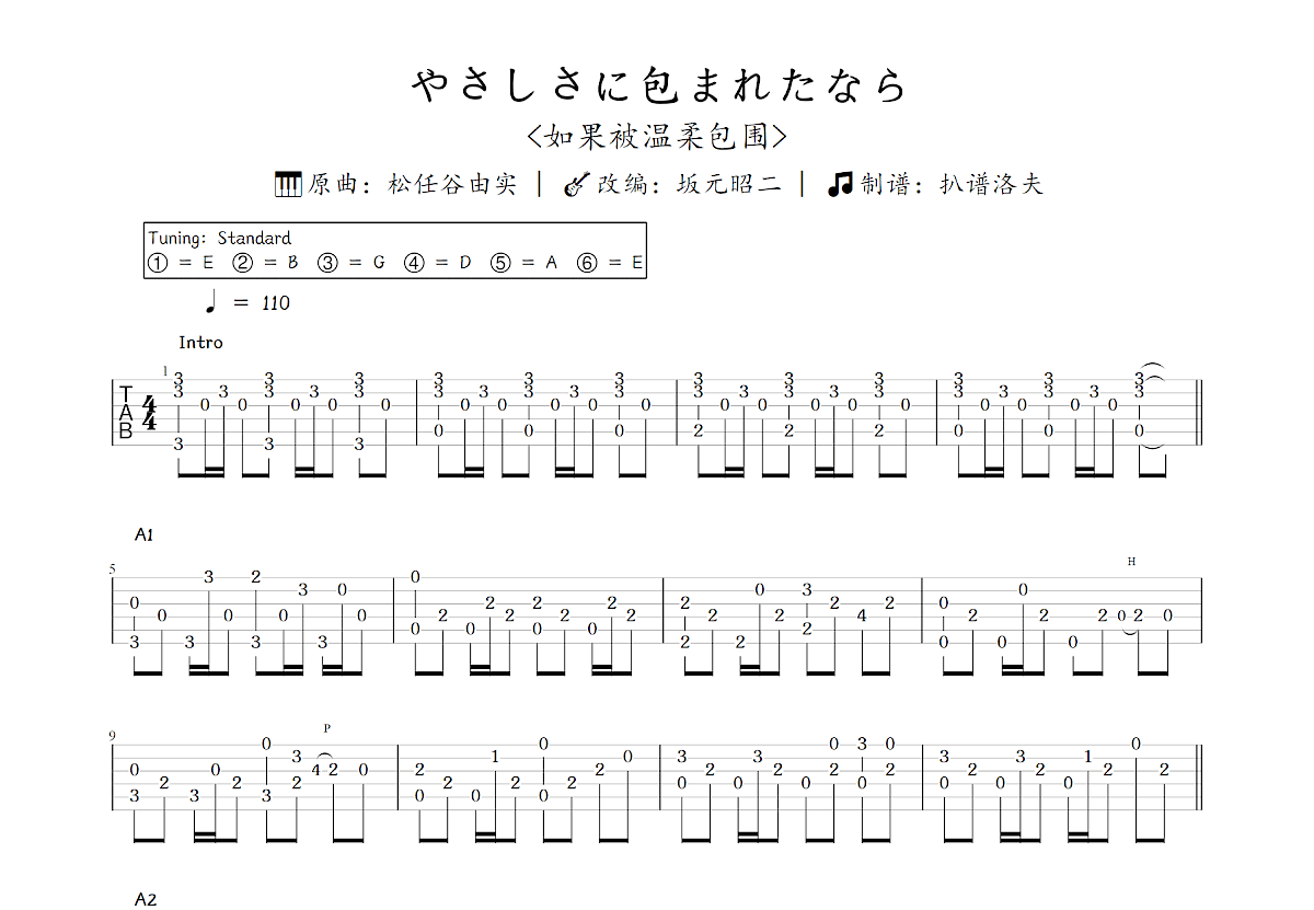 やさしさに包まれたなら吉他谱预览图