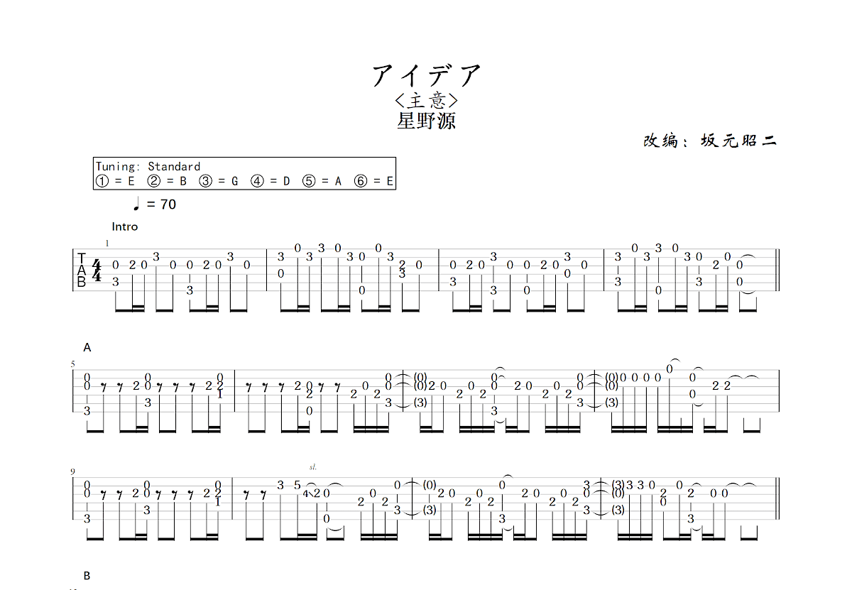 アイデア吉他谱预览图