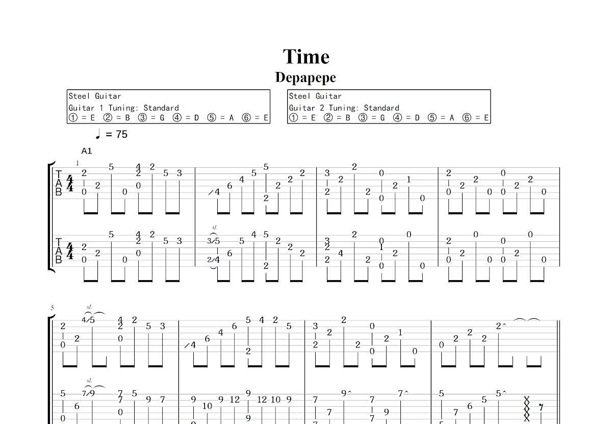 Time吉他谱预览图