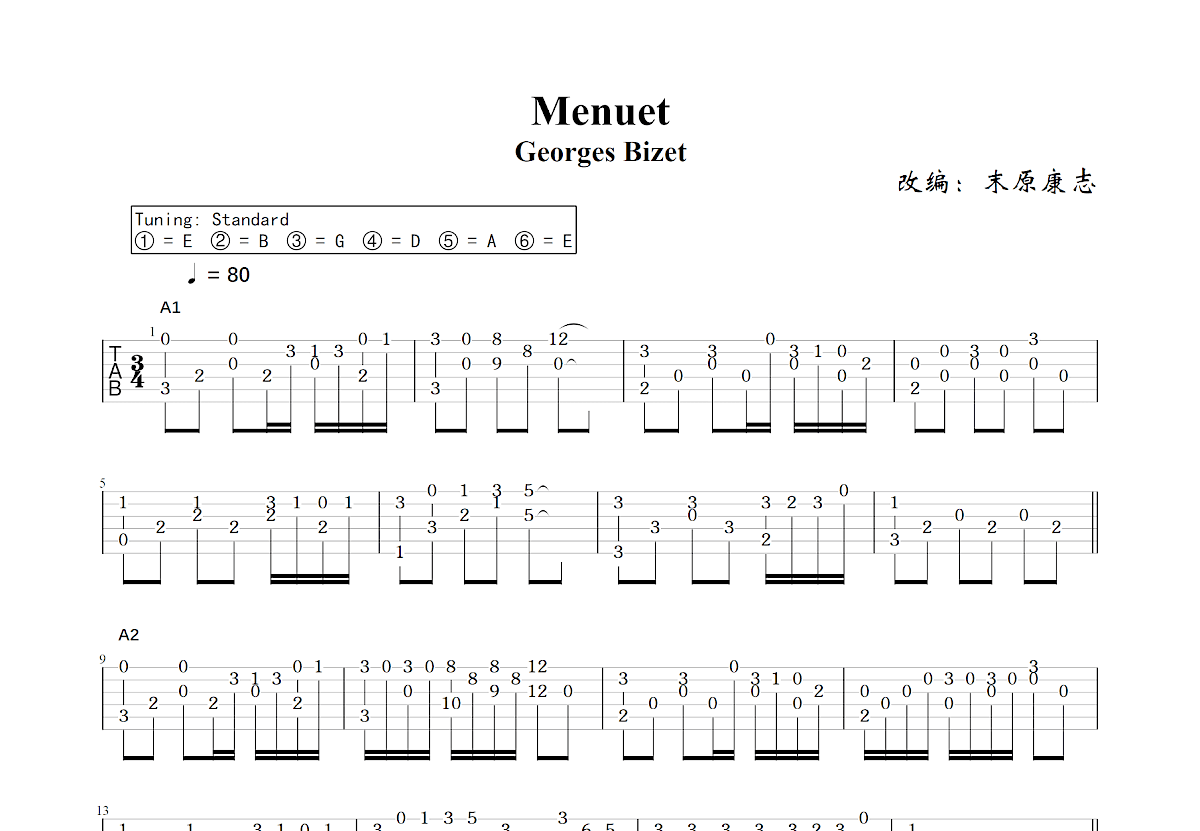Menuet吉他谱预览图