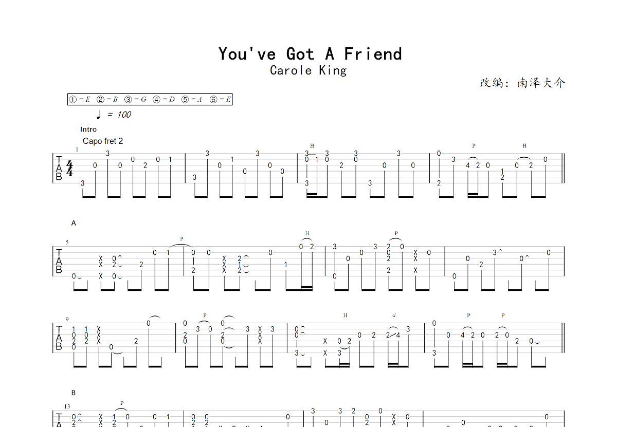 You've Got A Friend吉他谱预览图