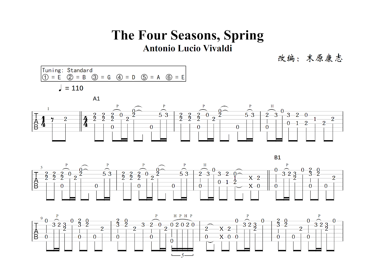 The Four Seasons, Spring吉他谱预览图