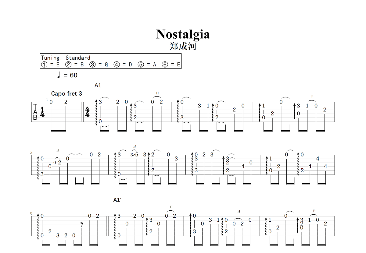 Nostalgia吉他谱预览图