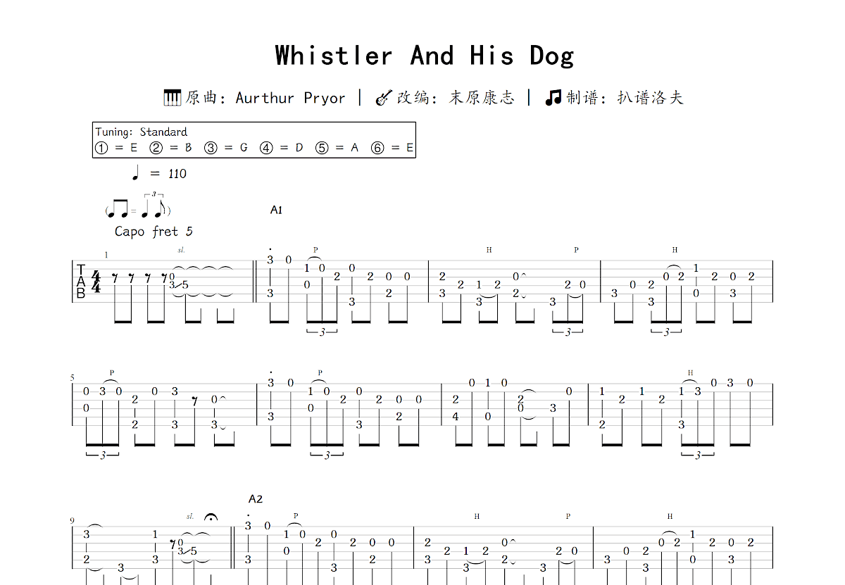 Whistler And His Dog吉他谱预览图