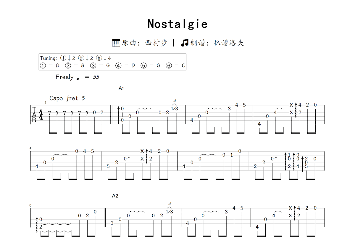 Nostalgie吉他谱预览图