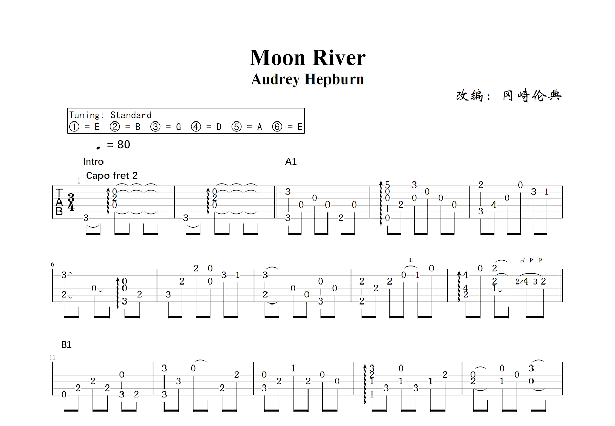 Moon River吉他谱预览图