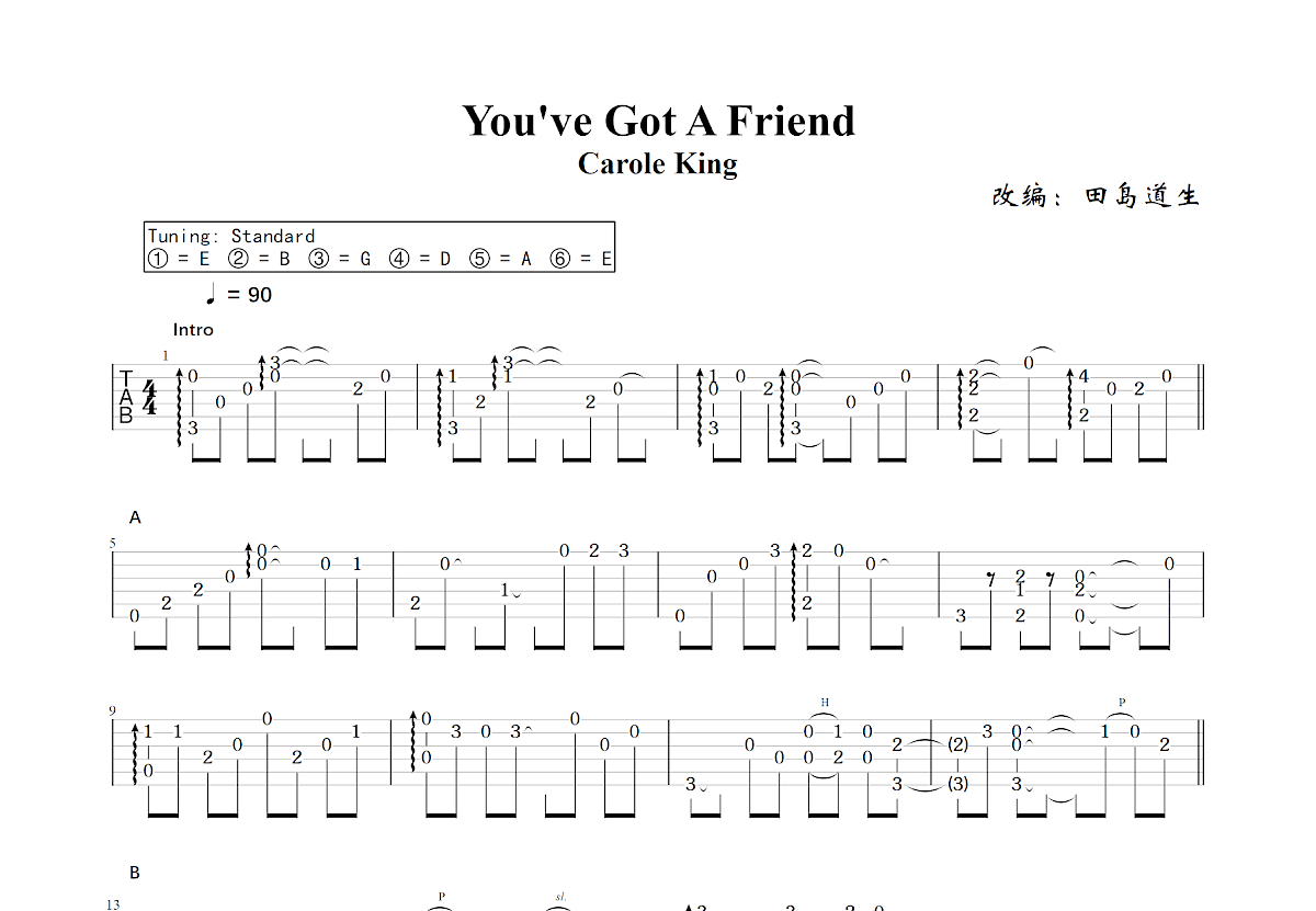 You've Got A Friend吉他谱预览图