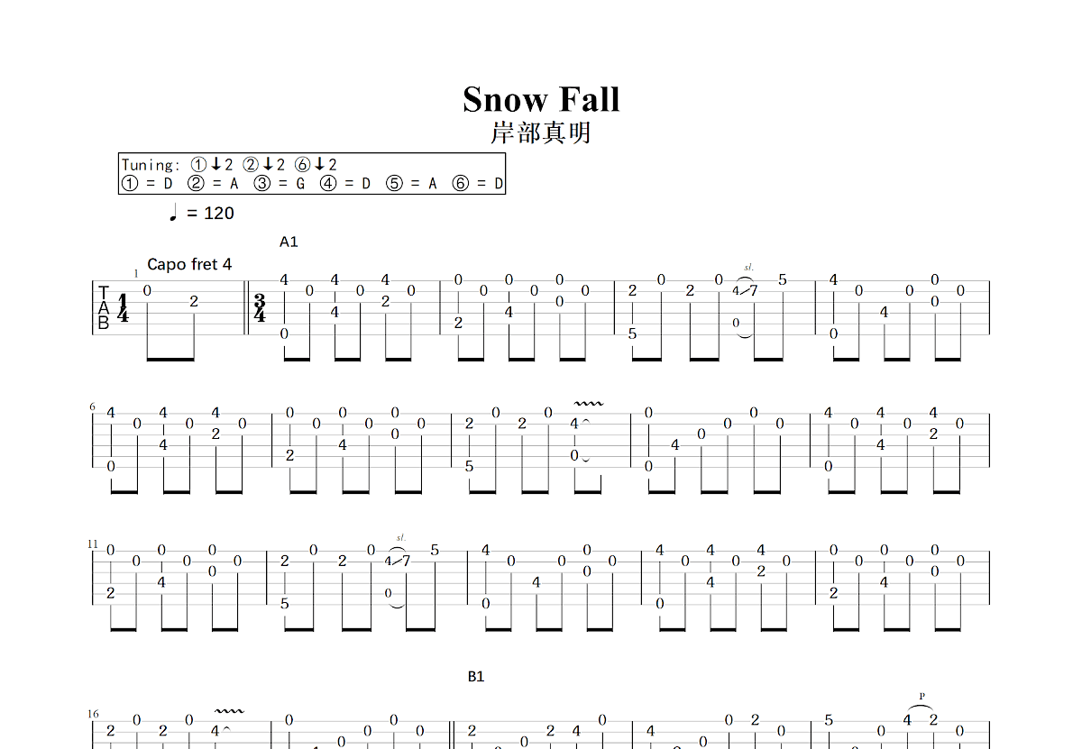 Snow Fall吉他谱预览图