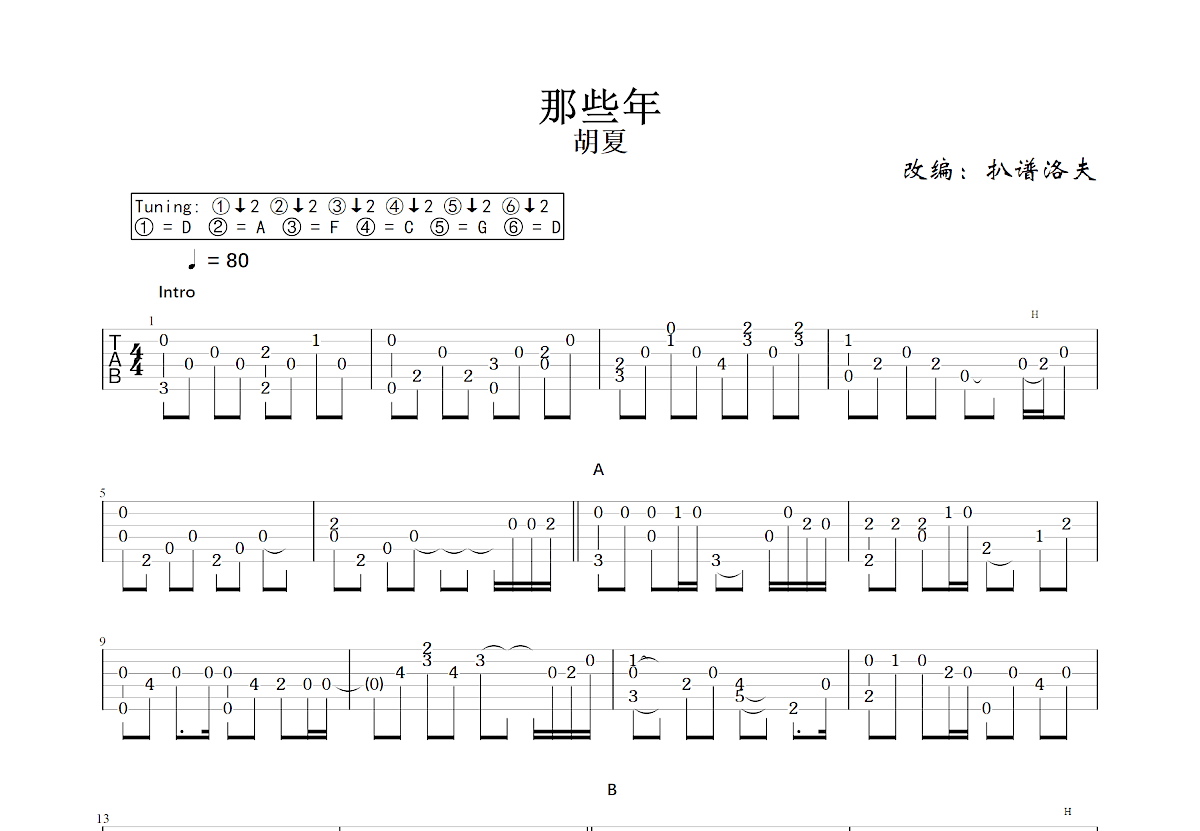 那些年吉他谱预览图