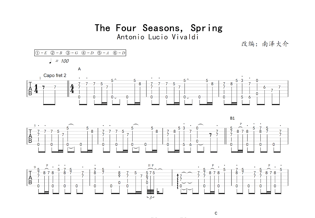 The Four Seasons, Spring吉他谱预览图