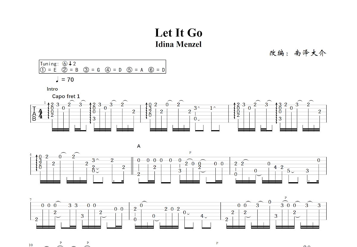 Let It Go吉他谱预览图