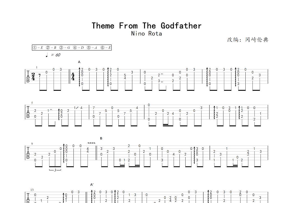 Theme From The Godfather吉他谱预览图