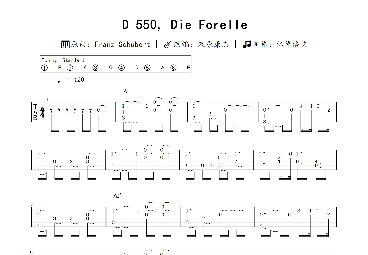 D 550, Die Forelle吉他谱预览图