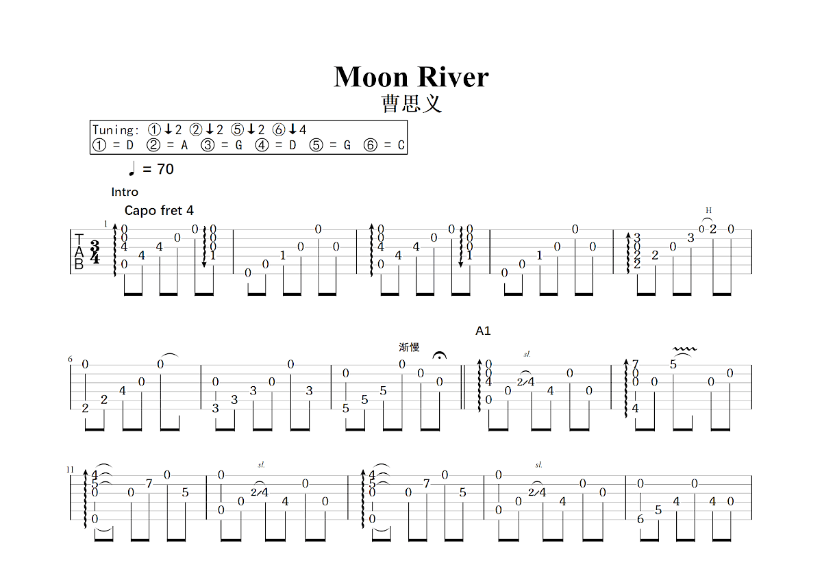 Moon River吉他谱预览图