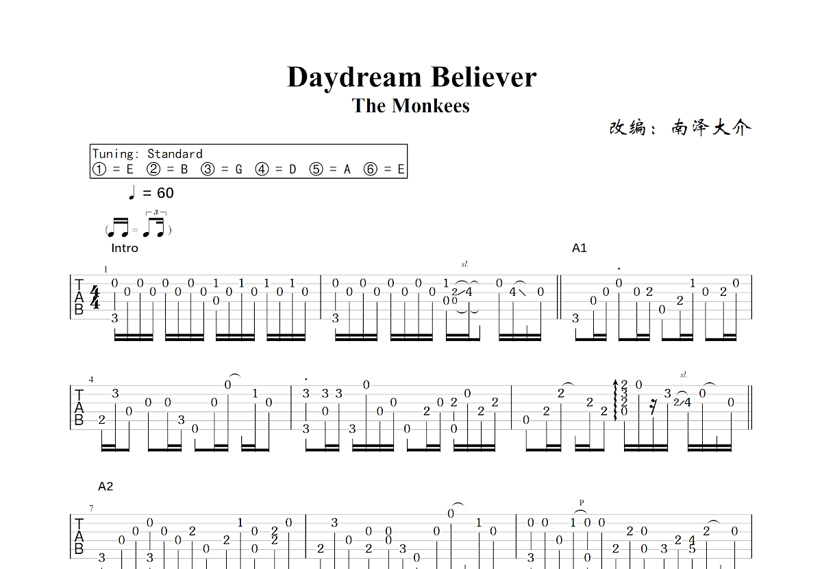 Daydream Believer吉他谱预览图