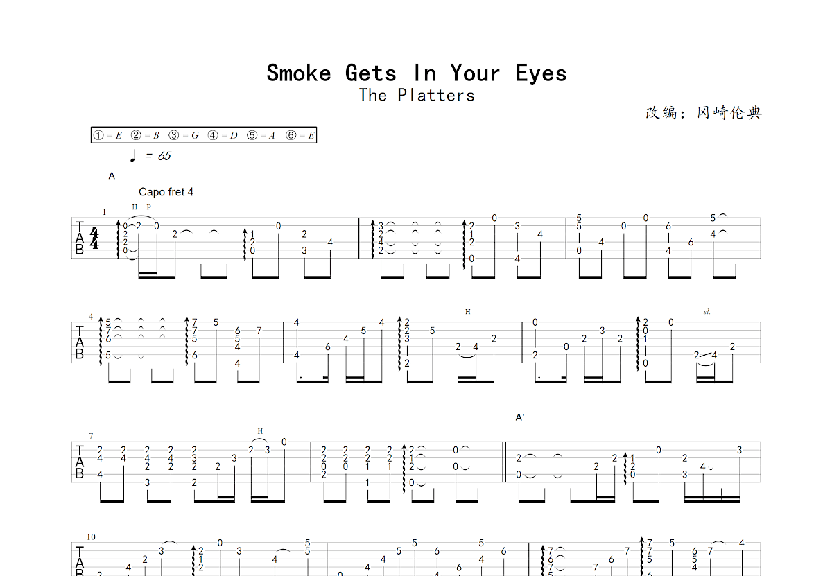 Smoke Gets In Your Eyes吉他谱预览图