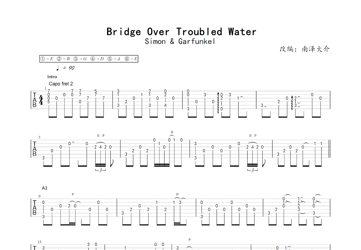 Bridge Over Troubled Water吉他谱预览图
