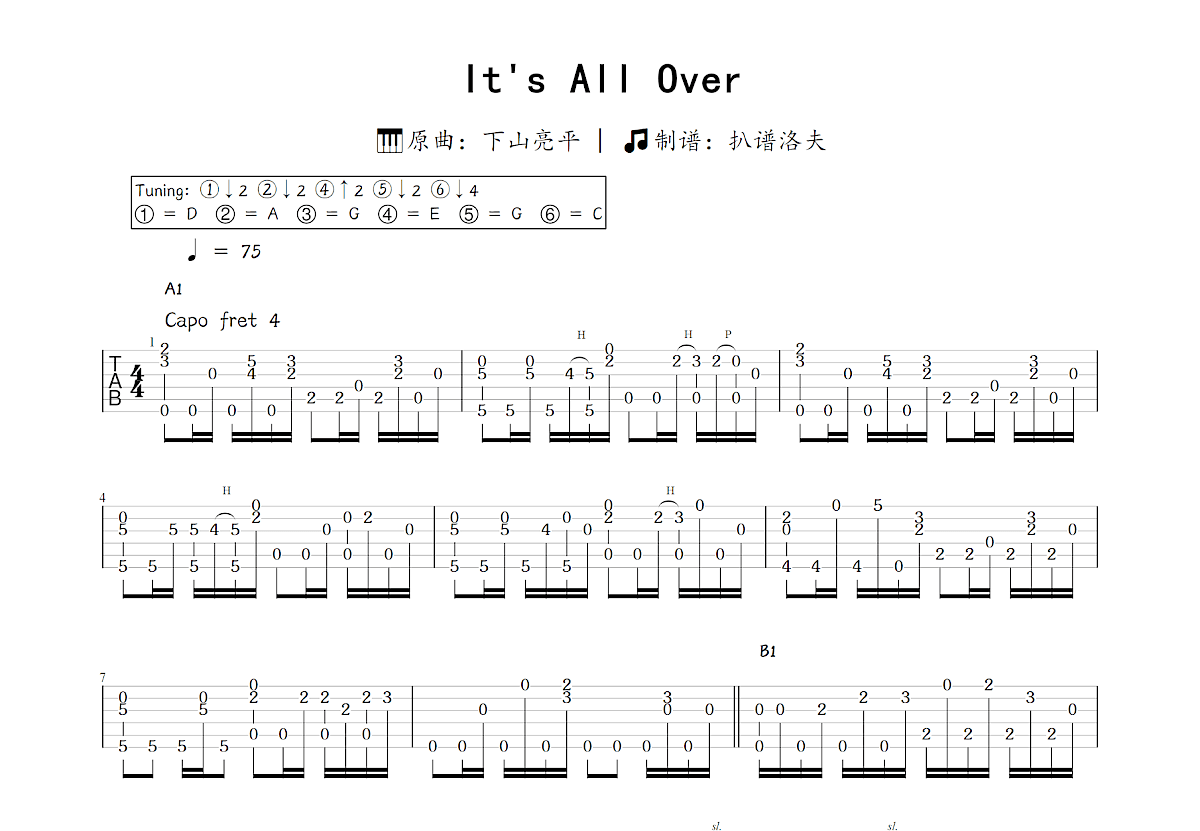 It's All Over吉他谱预览图