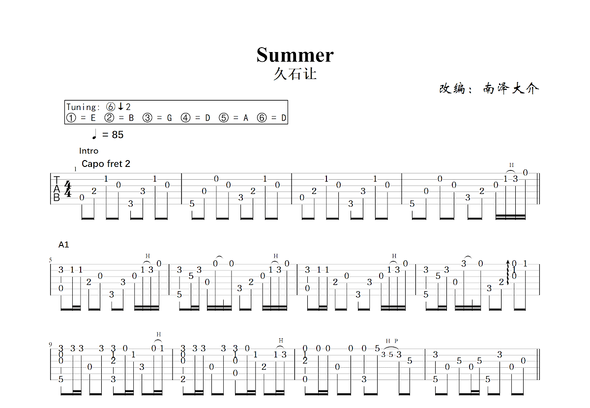 Summer吉他谱预览图