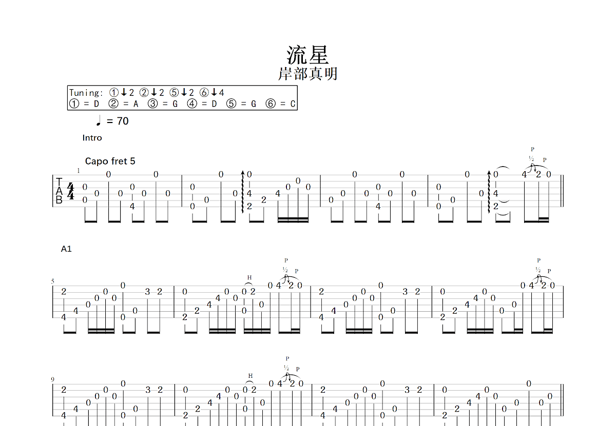 流星吉他谱预览图