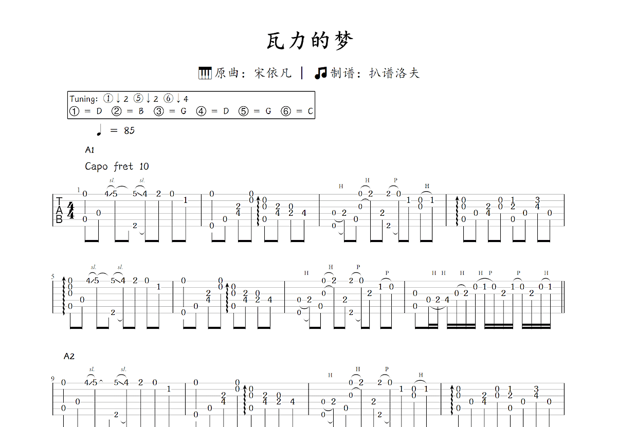 瓦力的梦吉他谱预览图