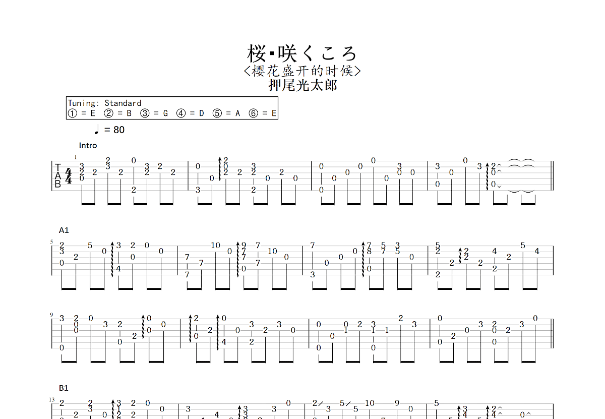 桜・咲くころ吉他谱预览图