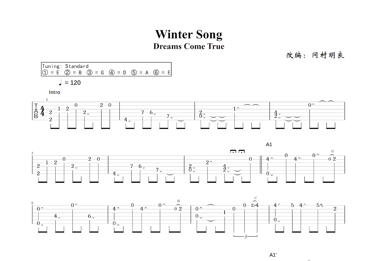 Winter Song吉他谱预览图