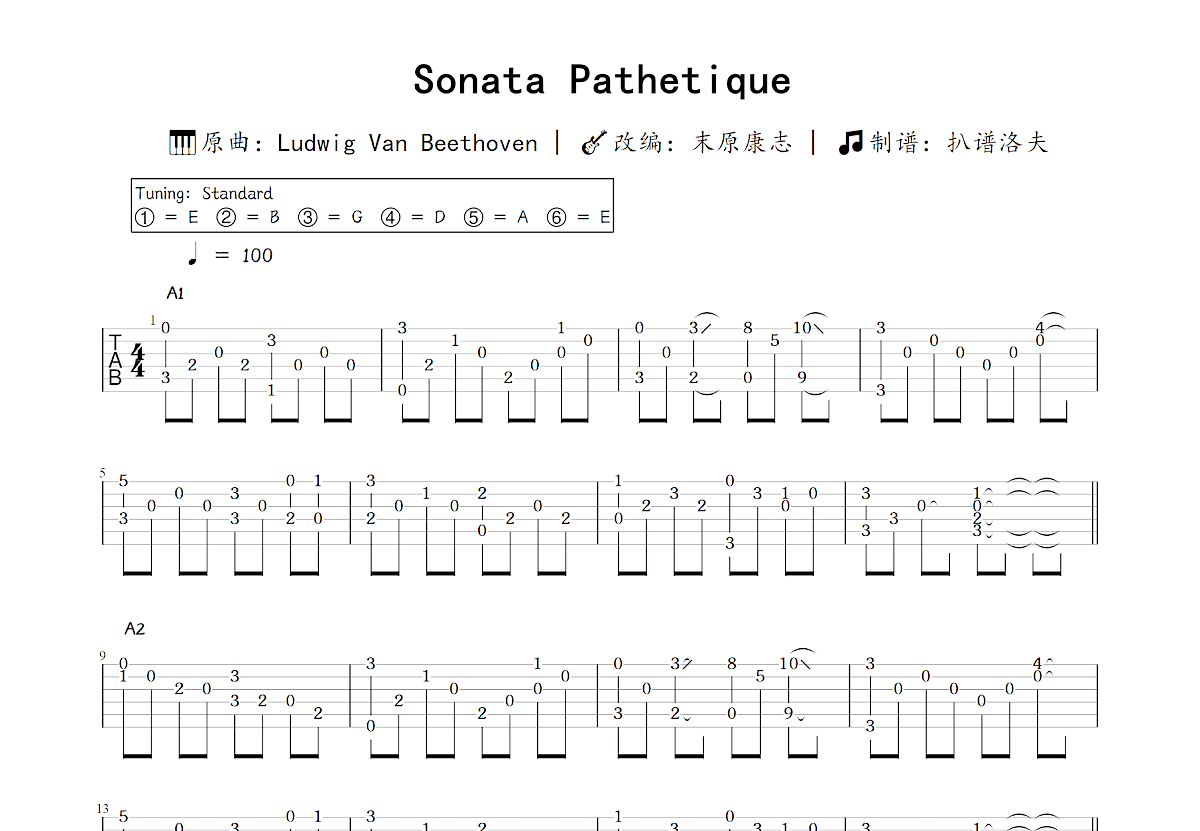 Sonata Pathetique吉他谱预览图