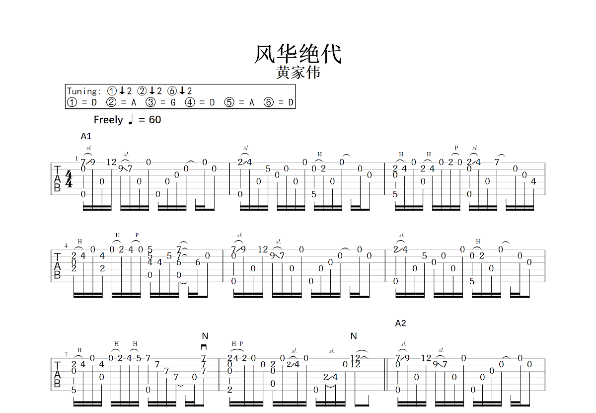 风华绝代吉他谱预览图