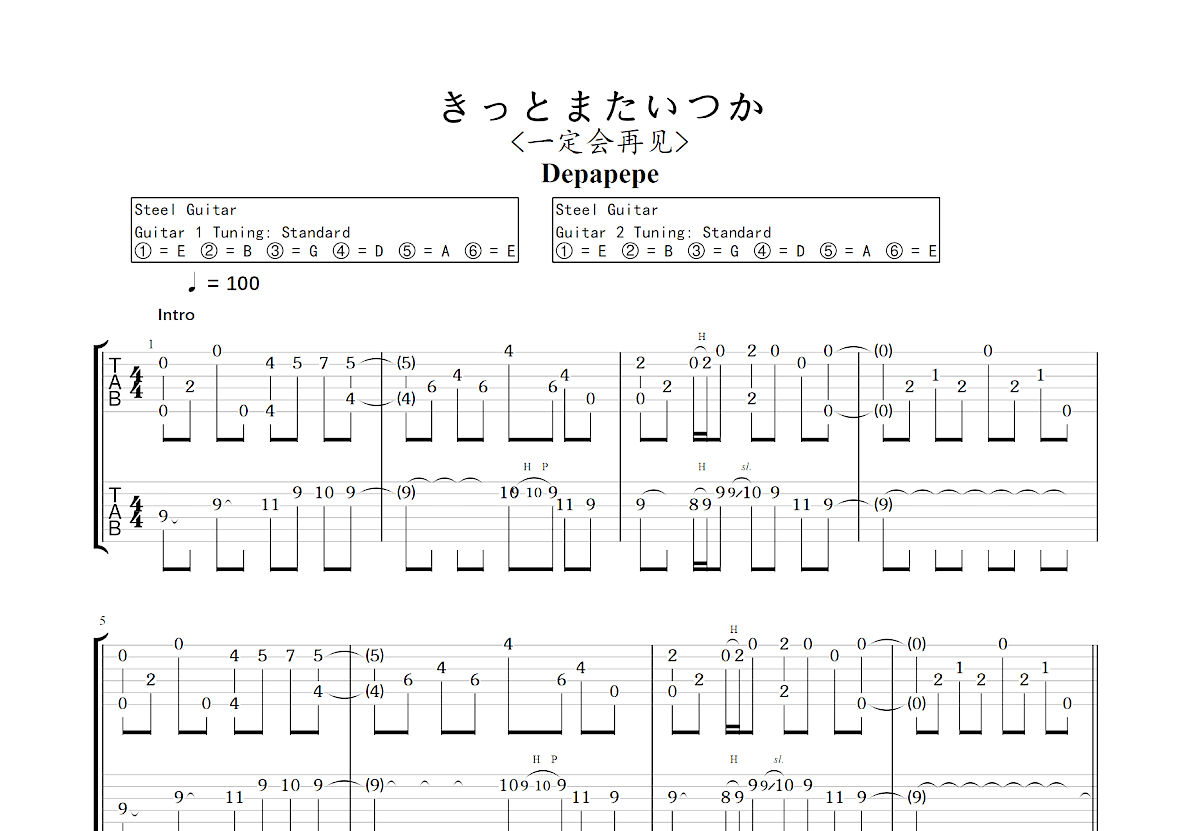 きっとまたいつか吉他谱预览图